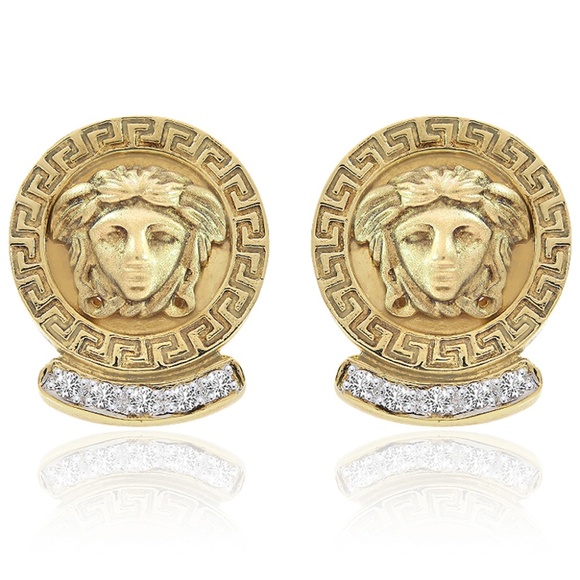0.35 Carat Diamond Vintage Medusa Button Earrings